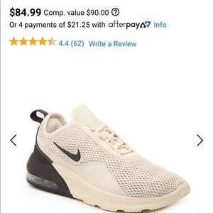 AIR MAX MOTION 2 SNEAKER size 9. Off white & black